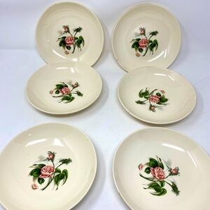 Set of 6 Vintage Ballerina Floral Raised Edge Dishes